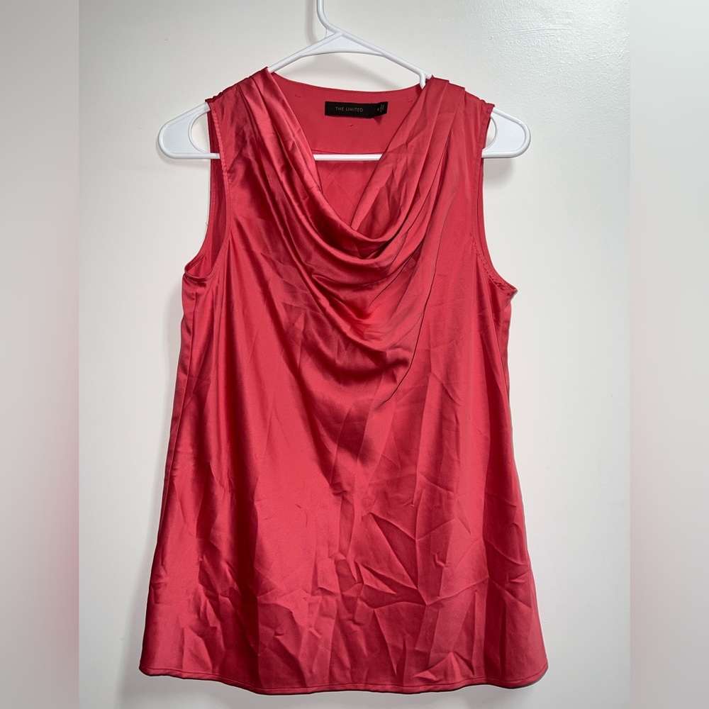 The Limited Sleeveless Scooped Cowl Neck Silky Red/Pink Blouse Size Small